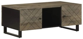Tavolino Da Salotto Nero 100x54x40cm İn Legno Massello Di Mango /