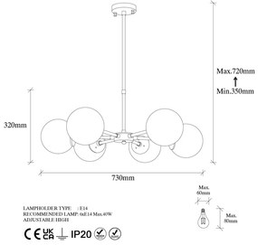 Lampadario dorato con paralume in vetro ø 73 cm Akkas – Opviq lights