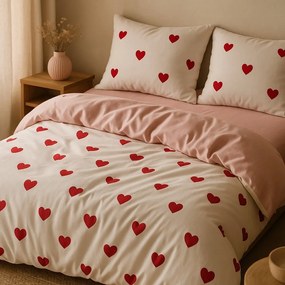 Set copripiumino e federa rosa per letto matrimoniale o esteso con lenzuolo incluso/4 pezzi 200x220 cm Red Heart – Mila Home