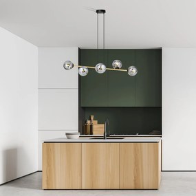 Lampadario a sospensione GRAVITY 6 Nero/Bianco e Oro 6xE14
