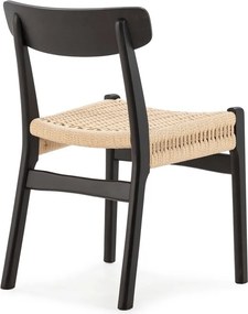 Sedie da pranzo in set nere in legno di cauciù massiccio 2 pz Biel – MOME