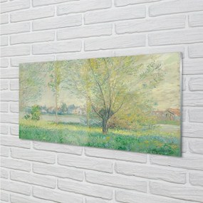 Quadro vetro Salici - claude monet 100x50 cm 2 appendini