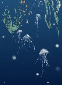 Edmond Petit Carta da parati Nautilus/Méduses/Nénuphars - Marine - Méduses droit - Marine