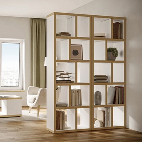 Libreria bianca con bordo in legno 70x198 cm Berlin - TemaHome