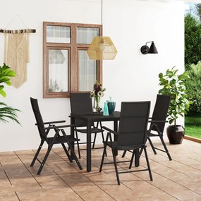 Set da pranzo da giardino 5 pz nero