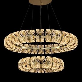 Lampadario grande retro' a doppio strato, acrilico trasparente + ha...