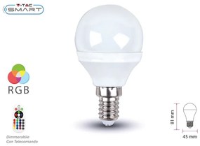 Lampada A Led E14 P45 3.5W RGBW 4000K Con Telecomando Dimmerabile Bulbo 320LM SKU-2776