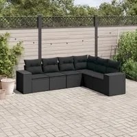 Set Divano da Giardino 6 pz con Cuscini Nero in Polyrattan 3254942