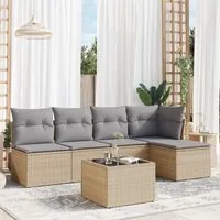 Set Divano da Giardino 6 pz con Cuscini Beige in Polyrattan 3217529