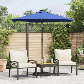 Ombrellone Giardino Con Led Palo Acciaio Azzurro 225x225x212 Cm /