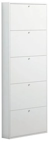 Scarpiera Slim 5 ante L 73 x H 180 x P 15 cm 15 paia, bianco