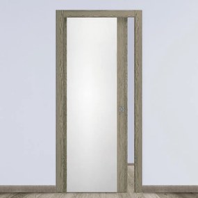Porta interna scorrevole Almond vetrata in vetro colore avena, L 70 x H 210 cm, apertura reversibile