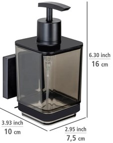 Dispenser di sapone in plastica autoportante nero 340 ml Quadro - Wenko