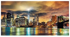 Stampa su tela New York by night, multicolore 140 x 70 cm