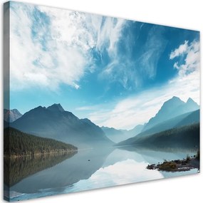 Quadro su tela, Lago sullo sfondo delle montagne  Dimensioni Tappeti 60x40