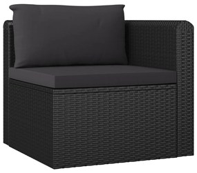 Set Divani da Giardino 7 pz con Cuscini in Polyrattan Nero