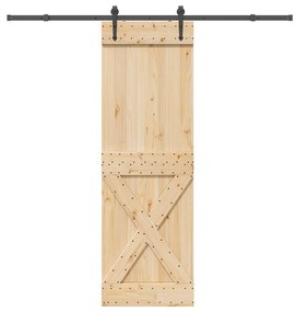 Porta Scorrevole Con Set Hardware 70x210 Cm Legno Massello Pino /