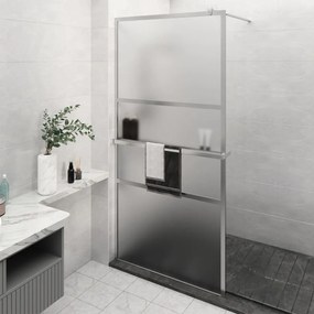 Parete Doccia Con Mensola Cromo 115x195cm Vetro Esg E Alluminio /