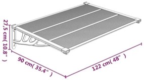 Tettoia per Porta Nero e Trasparente 122x90 cm in Policarbonato