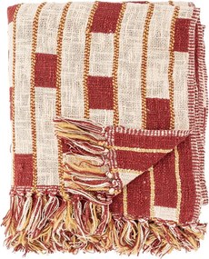 Coperta rossa e beige in misto cotone 130x160 cm Cang – Bloomingville