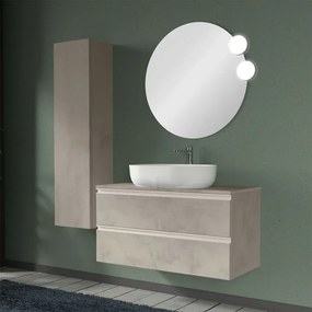 Arredo bagno sospeso 100 cm Master grigio effetto cemento con top e specchio