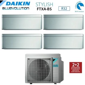 Daikin - Climatizzatore Condizionatore Bluevolution Quadri Split Inverter serie stylish total silver ftxa-bs 9+9+12+12 con 4MXM80N R-32 Wi-Fi