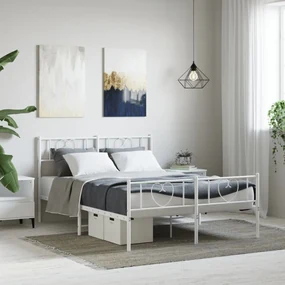 Giroletto con testiera e pediera metallo bianco 120x190 cm