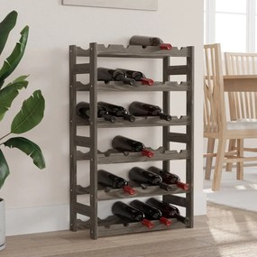 Portabottiglie per 30 bottiglie grigio legno massello di pino