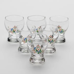 Set 6x bicchiere da liquore limpido - motivo floreale n3
