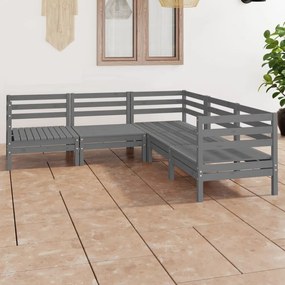 Set salotto da giardino 5 pz in legno massello di pino grigio