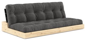 Divano letto in velluto a coste nero-antracite 196 cm Base - Karup Design