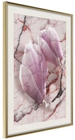 Poster  Magnolia on Marble Background  Cornice Quadri Cornice d'oro con passe-partout, Larghezza x Altezza Home decor 30x45