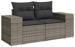 Set Divano da Giardino 5 pz con Cuscini Grigio in Polyrattan