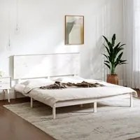 Giroletto Bianco in Legno Massello 150x200 cm 5FT King Size cod mxl 64383