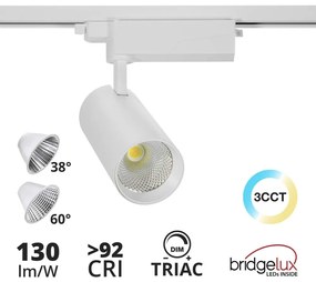 Faro LED 40W Dimmerabile Triac, Monofase, 38/60°, CCT Bianco Variabile, CRI92 Colore Bianco Variabile CCT