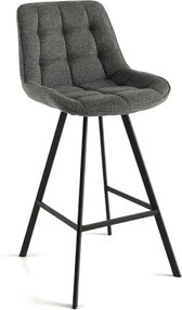 Sgabello da cucina in tessuto Grigio Fumo gambe metallo FRIEDIC Set 2 pz