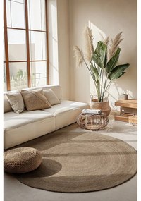 Tappeto rotondo di colore naturale in iuta reversibile ø 100 cm Braided Grey – Hanse Home