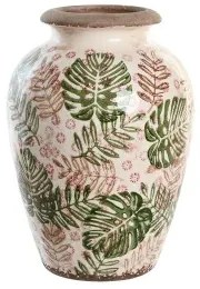 Vaso DKD Home Decor Marrone Bianco Verde Gres Tropicale 18 x 18 x 25 cm Foglia della pianta