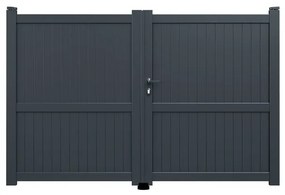 Cancello manuale a braccio articolato e a martinetto Matisse battente GARDENGATE in alluminio grigio antracite, apertura a destra, L 300 x H 179.6 cm, serratura manuale