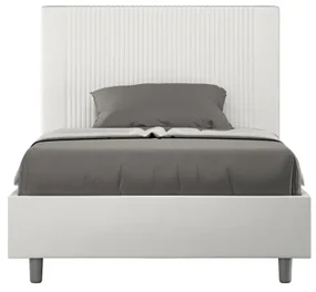 Letto contenitore imbottito 140x210 similpelle bianco Goya