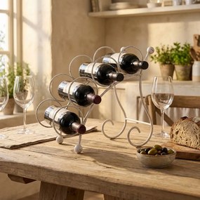 portabottiglie stile provenzale in ferro verniciato