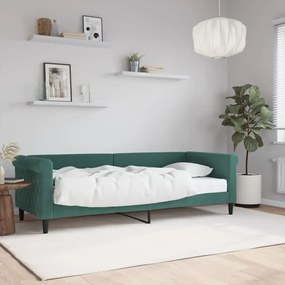 Divano Letto Con Materasso Verde Scuro 80x200 Cm İn Velluto /