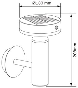 Applique a LED solare con sensore GWINEA LED/4,5W/3,7V IP44 nero