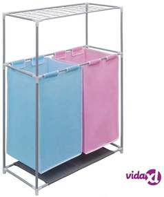 vidaXL Portabiancheria a 2 Sezioni 2 pz con Ripiano per Asciugatura