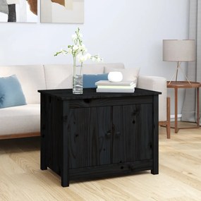 Tavolino Da Salotto Nero 71x49x55cm İn Legno Massello Di Pino /