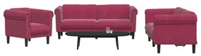 Set Di Divani 3 Pz Rosso Vino İn Velluto /