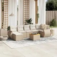 Set Divano da Giardino 8 pz con Cuscini Beige in Polyrattan 3225113