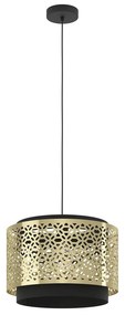 Lampadario A Sospensione Vintage Sandbach Acciaio Nero Ottone 1 Luce E27