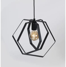 Lampadario su filo HEXAGON 3xE27/60W/230V nero tondo