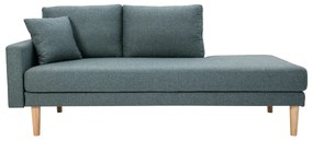 Meridiana scandinava in tessuto grigio-verde e legno massello chiaro L190 cm BERTILLE